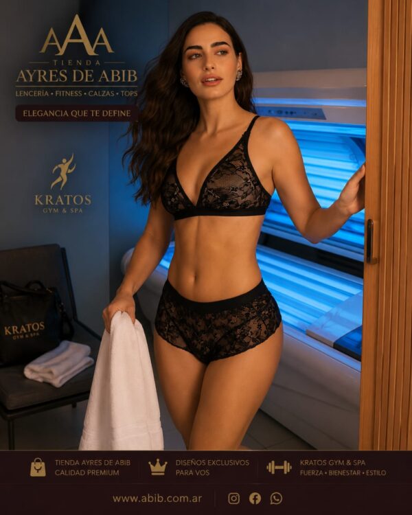 Ayres Art 8100 negro talle 100 Ayres Art 8100 – Bralette de Encaje con Culotte